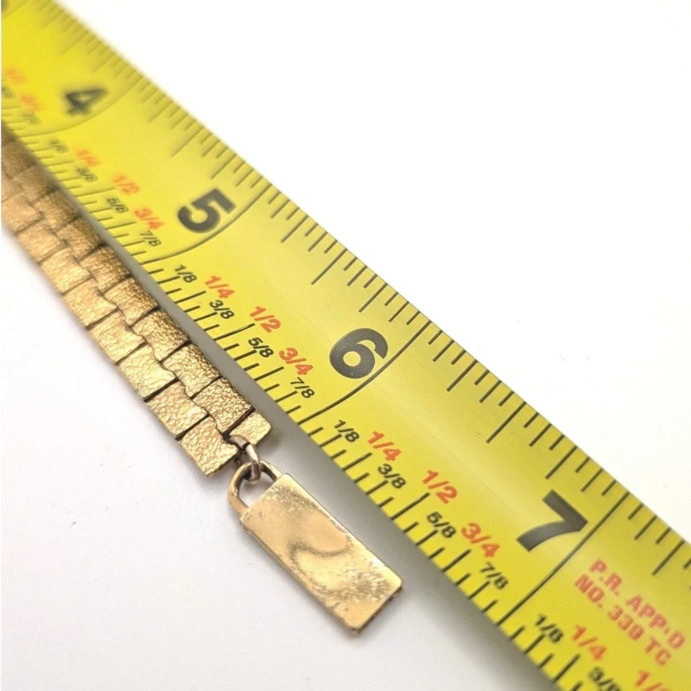 Vintage Unsigned Gold Tone Textured Link Bracelet Nugget Bark Style 6.75